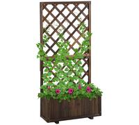 OUTSUNNY Wooden Flower Planter Stand w/ Plant Climbing Trellis Shelf for Garden Outdoor in Black Outsunny Black