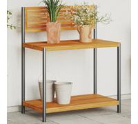 Garden Work Table 90x50x110 cm Solid Acacia Wood Top Powder-Coated Steel Frame.
