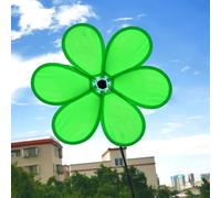 Garden Yard Patio Outdoor Flower Windmill Decor Made with Cloth and Fiberglass Stand, Spins Automatically with Wind (green)