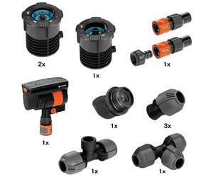 GARDENA 08272-20 Sprinkler Pipeline Starter Set Adjustable Coverage