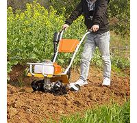 Gardena 2.2kw Power Tillers, Petrol Tiller Rotavator Cultivator, 41cm Width, 15-30cm Depth, 30kg, Manual Operation, Gasoline Engine, Manganese Steel, Steel