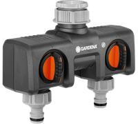 Gardena ORIGINAL Dual Output Threaded Tap Hose Pipe Connector 21 & 26.5mm
