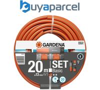 Gardena 20m Basic Garden Hose Pipe Watering Starter Set Nozzle Attachments