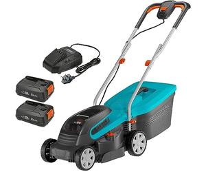 Gardena Battery Lawnmower PowerMax 32/36V P4A ready-to-use: Lawnmower for lawns up to 200 m², 32 cm cutting width, 30 l collector volume, cutting height 20-60 mm, w/ 2 x 18 V P4A batteries (14621-28)