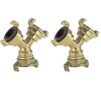 Gardena Brass Quick Release Manifold: Y-Branched Hose or Hose Connection to Connect 2 Different Hoses (7119-20) (Pack of 2)