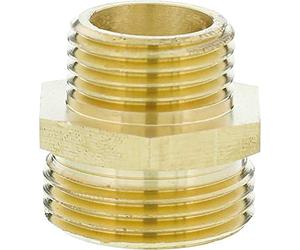 GARDENA Brass Reducing Threaded nipple: Brass Fitting, 2-sided Connection to e.g. Pumps, 26.5 mm (3/4 ") - AG / 21 mm (1/2") - AG (7262-20)