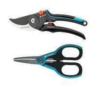 Gardena Bypass Secateurs + Scissors Set for Gardening, Cuts Stronger Branches/Twigs of diameters up to 24mm, Professional Pruning Shears, Sharp Stainless Steel Blade, Made in Germany, 25 Year Warranty