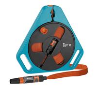 Gardena Classic roll-fix flat hose 15 with cassette: Space-saving hose cassette with water hose (? 12 mm in cassette), automatic safety, including
