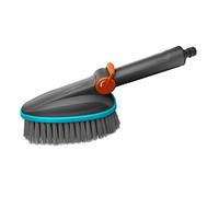Gardena Cleansystem Hand-Held Brush M soft Scrubber with hose connection, for smaller, sensitive surfaces. Practical one-handed operation, with water