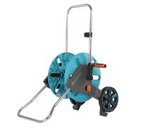 Gardena CleverRoll M: Hose trolley with up to 60 m capacity, especially stable, with a clip for spray nozzle-storage, anti-drip device