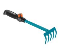 GARDENA combisystem Flower Rake: Five-tined hand rake for raking and loosening soil in beds and flower boxes, 8.5 cm working width, ergonomic handle,