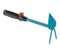 GARDENA combisystem Hand Hoe: Two-toothed double hoe for loosening soil, 6 cm working width, heart-shaped blade, ergonomic handle, corrosion