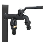 Gardena Double Outlet Garden Tap Brass Outdoor Garden Tap 1/2” Brass Outlet Valve Tap Cold Water Tap Garden Irrigation Fittings,Black
