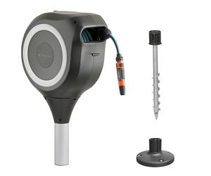 Gardena Garden and Patio Hose Box Rollup M: Weatherproof Box with roll-up Technology and 20m Hose, Irrigation of Medium-Sized Gardens with Patio, Automatic retraction, White (18615-20)