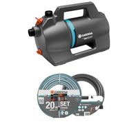 Gardena Garden Pump 4100 Silent Set: Very Quiet, Innovative Irrigation Pump with 3.5 m Suction kit and Classic 20 m Hose, Flow Rate 4100 l/h, 550 W Motor, Waterproof, Energy-efficient (9051-20)