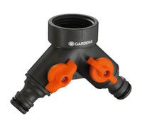 Gardena ORIGINAL Small Dual Output Hose Pipe Threaded Tap Connector 21mm