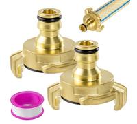Gardena Quick Coupling to Plug-In Coupling Adaptor Brass Pack of 2 | Garden Hose Connector Leak-proof Connection Gardena Coupling Metal Adapter to Geka Coupling 1/2 Inch Hose Coupling