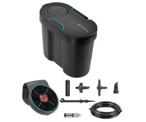 Gardena solar-powered AquaBloom irrigation set with water tank: Solar-powered irrigation set for up to 20 potted plants, control unit