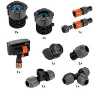 Sprinkler System Starter Set Pipeline with Oscillating Sprinkler: Complete starter set for the pipeline system, water intake all around the house and