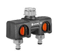 Gardena ORIGINAL Dual Output Threaded Tap Hose Pipe Connector 21 & 26.5mm