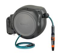 Gardena Wall Mounted Retractable Garden Hose Reel 100FT Grey With Nozzle