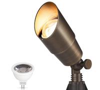 Gardencoin Solid Brass Outdoor Landscape Spotlights, 12V Heavy Duty Low Voltage LED Spot Light Waterproof for Garden and Yard Up Lighting, Bronze Accent Lighting Fixture, with 2700K MR16 Bulb 1 Pack