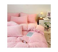 Gardeneea Coral Velvet Duvet Cover Set Queen King Soft and Warm Solid Color Plush Comforter Cover with Zipper Closure 4 Pieces Bedding Fitted Sheet and 2 Pillow Shams (Pink a King)