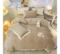 Gardeneea Fluffy Queen Comforter Set, Super Soft Velvet Plush Full Micro Fleece Sheet Set, Luxury Warm Bedding Set Compatible with Winter, Fuzzy Bed Set 4 Pieces,Bed Set (J King)