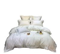 Gardeneea Four-piece Duvet Cover Long-staple Cotton Solid Color Bed Pure Bedding Bed bed (Wit 2.0m (6.6 feet) bed)
