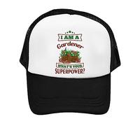 Gardener Gift, I am a Gardener What's Your Superpower?, Gardening Gift, Adjustable Mesh Cap, Baseball Cap, Hat. (Black)