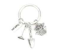 Gardener Keychain with Rake, Shovel, and Watering Can Pendants, Unique Birthday Gifts for Good Friend Women, Girlfriend Friendship Travel Accessories, Thoughtful Thank You Gifts