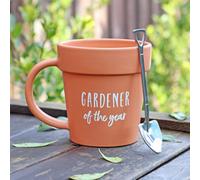 Gardener Of The Year Novelty Ceramic Pot Mug And Shovel Spoon. Ideal Gift. Height 10 Cm