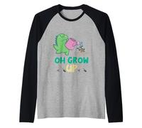 Gardener Plant Lover Oh Grow Up Gardening Dinosaur Raglan Baseball Tee