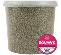 SQUAWK Sunflower Hearts Wild Bird Food | Finest Bakery-Grade Garden Seed Mix | Husk Free and Dehulled No Mess Seeds | Nutritious, Natural and Healthy Feed Mixture | Balanced Vitamin Recipe (10L Tub)