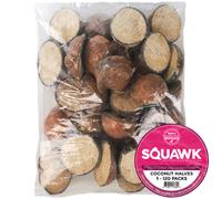 SQUAWK Suet Filled Coconut Halves | Premium Wild Bird Food | Protein-Rich, High Energy Feed | Sunflower Seeds and Cereal Oat | Healthy & Strong Development for Birds | Year-Round Feeding (15 Pack)
