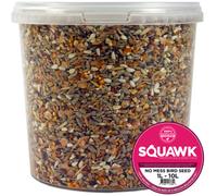SQUAWK No Mess Seed Mix | Garden Wild Bird Food Mixture | Husk and Shell Free Seeds | Premium Quality Balanced Formula | Protein-Rich Mix Great Source of Energy | Attracts Various Birds (1L Tub)