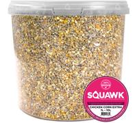 SQUAWK Chicken Corn Extra | Premium Grade Poultry Feed | Nutritious Oyster Shell, Layers Pellets, Fibre Wheat & Split Maize | High Energy, Protein-Rich Food Mix | Perfect Year-Round Seed (2.5L Tub)