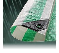 Gardeners Dream 5.5M X 7.0M Green Striped Waterproof Tarpaulin Sheet Tarp Cover With Eyelets