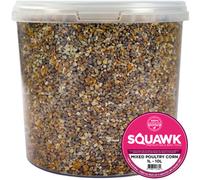 SQUAWK Mixed Poultry Corn | Premium Quality Natural Seed Feed Mixture | Rich in Vitamins and Calcium | Chicken Duck Geese Food | Helps Develop Strong Beaks, Tough Bones & Healthy Feathers (5L Tub)