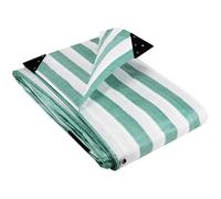 GroundMaster 170gsm Green/White Heavy Duty Striped Tarpaulins - Waterproof Versatile Outdoor Market Stall Sheet Cover (5.5m x 7m)