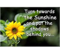 Gardeners Sunflower Fridge Magnet Gift - Inspirational Quote Turn Towards The Sunshine. Perfect Exclusive Birthday or Christmas Gift