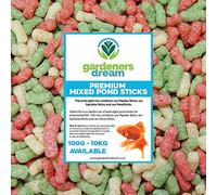 GardenersDream Colour Mix Fish Sticks - 4mm Premium Grade Healthy & Nutritious Fish Food - Naturally Balanced Feed for Ornamental Cold-Water Aquarium - Great Source of Minerals & Vitamins (250g)