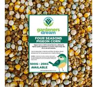 GardenersDream Four Seasons Pigeon Corn | Premium Grade Natural Food Mix | Rich in Nutritious Oils, Vitamins and Minerals | Perfect Year-Round Wild Bird Seed Feed | High in Energy & Protein (1kg)