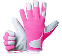 GardenersDream Ladies / Mens Slim Fit Leather Gardening Work Gloves - Pink