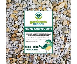 GardenersDream Mixed Poultry Grit | Premium Natural Food Mix | Added Oyster Shell | Rich in Vitamins and Calcium | Strong Beaks, Tough Bones & Large Eggs | Healthy & Developed Animal Feed (25kg)