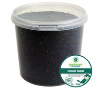 GardenersDream Niger Seed | Premium Wild Bird Food | High Energy Nutritious Garden Feed | Promotes Healthy and Strong Feathers | Great for Small Birds Like Finches Siskins Redpolls Sparrows (1L Tub)