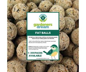 GardenersDream Suet Fat Balls | Premium Garden Wild Bird Food | Enhanced Year-Round Formula | Naturally Blended, High in Energy & Protein-Rich Feed | Full of Nutritious Fat Fibre & Moisture (100 Pack)