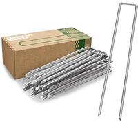 GardenGloss Heavy Duty Garden Steel Pegs - 200 x 25 mm, Ø 3.8 mm | Strong Metal Pegs for Membrane, Netting and Fence - Anti-Rust Landscape Staples