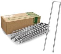 GardenGloss Heavy Duty Garden Steel Pegs - 200 x 25 mm, Ø 3.8 mm | Strong Metal Pegs for Membrane, Netting and Fence - Anti-Rust Landscape Staples