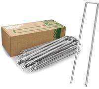 GardenGloss Heavy Duty Garden Steel Pegs - 200 x 25 mm, Ø 3.8 mm | Strong Metal Pegs for Membrane, Netting and Fence - Anti-Rust Landscape Staples